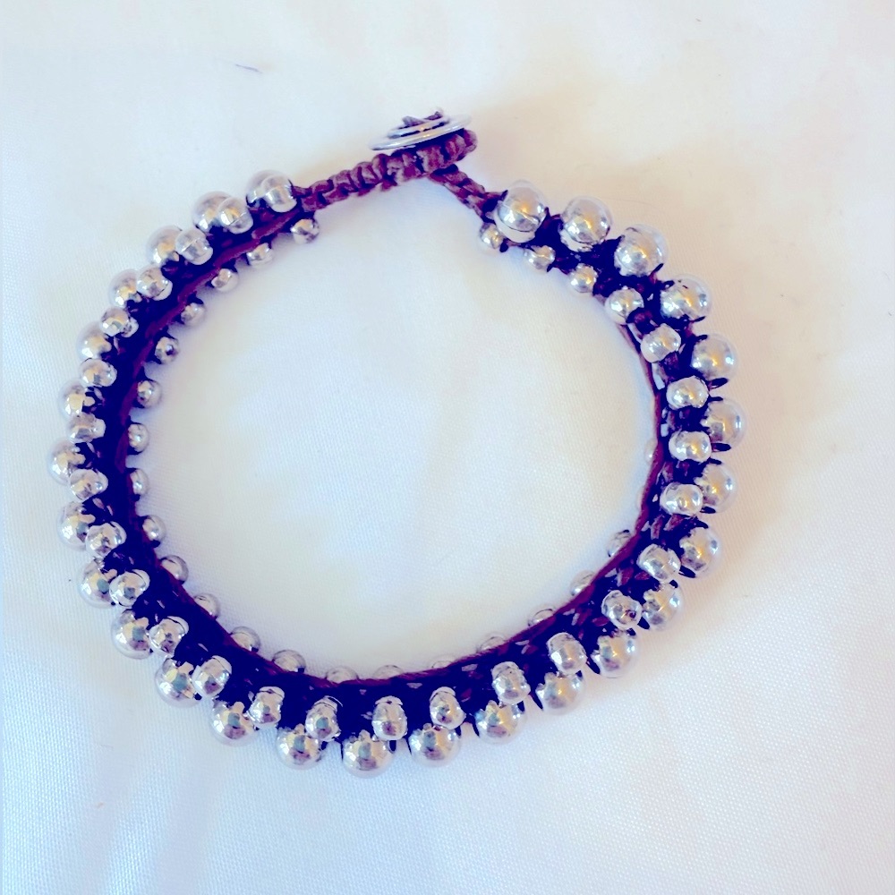Silver Tone Beaded Bracelet Handmade from Asheville Arts District Bohemian 7” - Picture 5 of 6